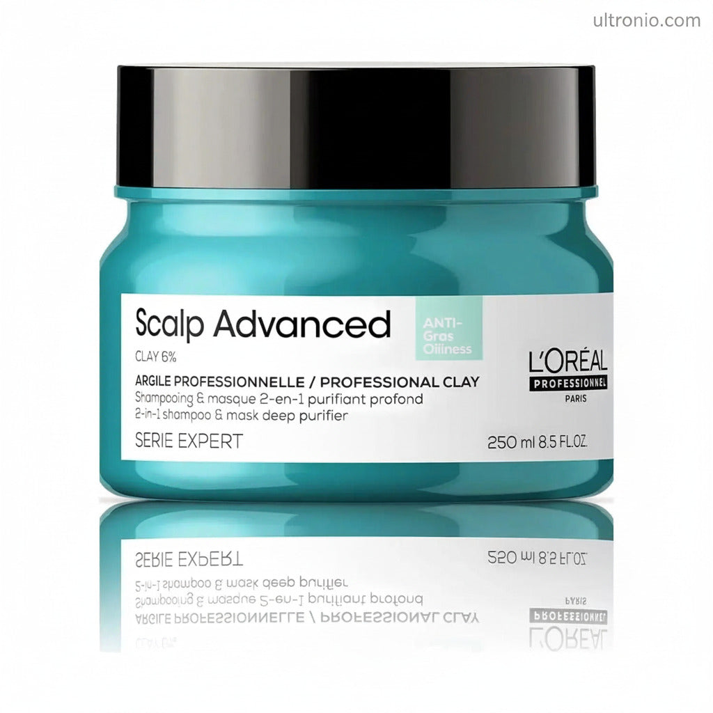 L'Oréal Scalp Advanced Anti-Oiliness Clay hair mask 250g – 2-in-1 Deep Purifier with 3% AHA – For Oily Scalp & Hair Detox Ultonio