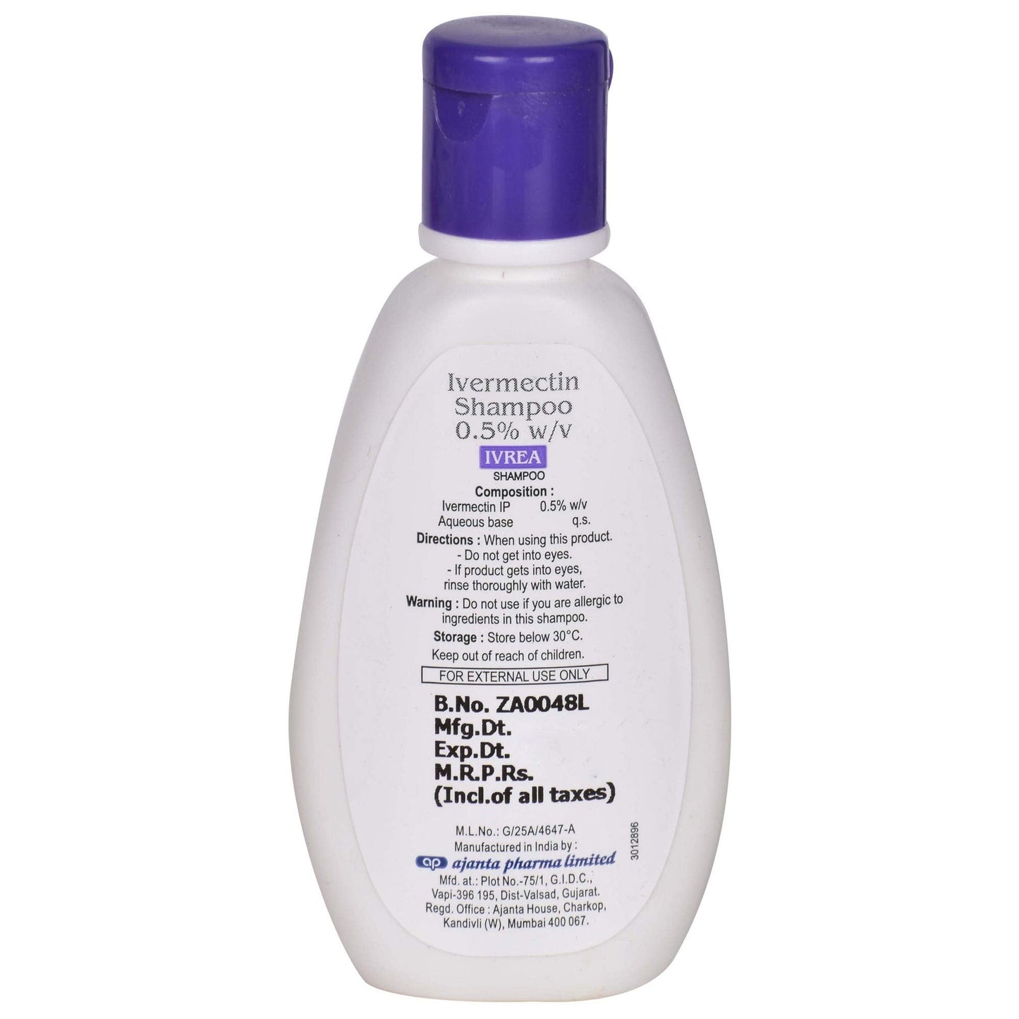 Ivrea Shampoo 30ml – Anti-Parasitic Scalp Cleanser with Ivermectin Ultonio