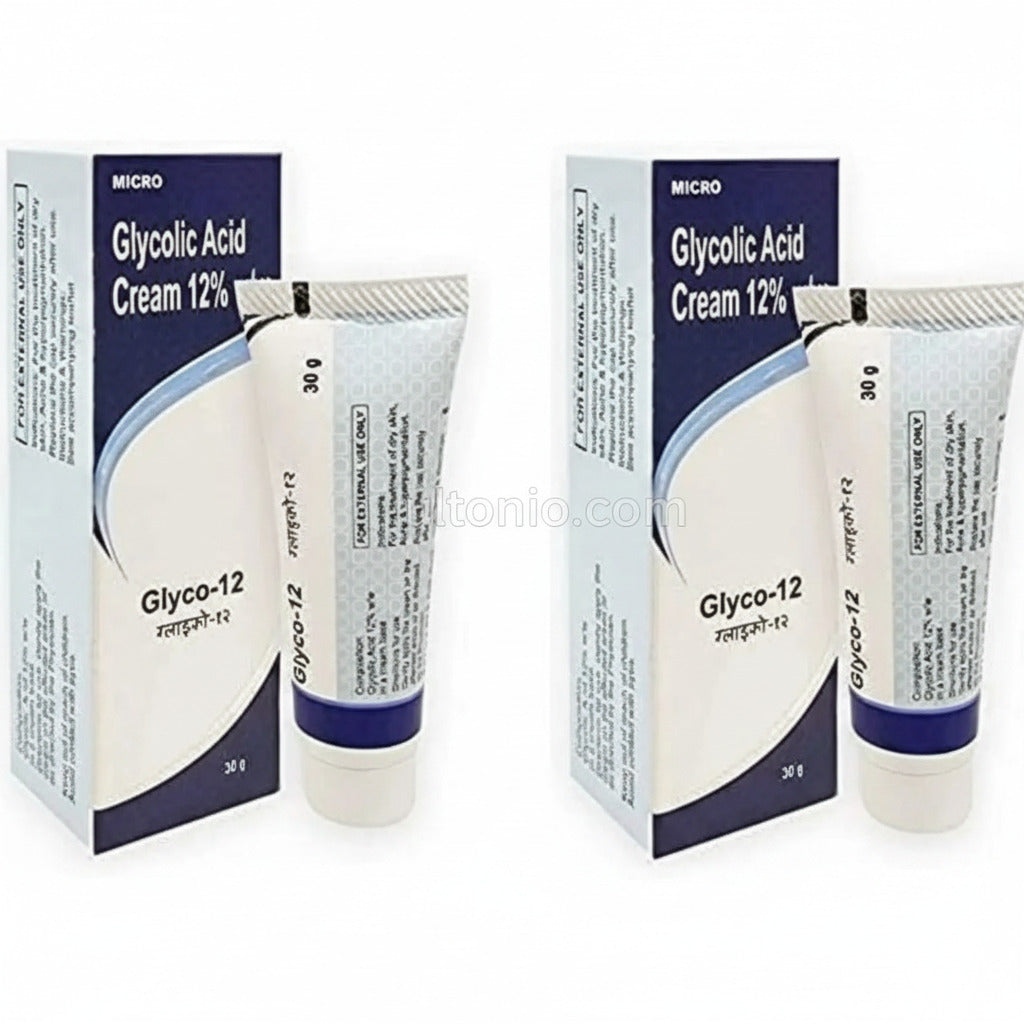 Glyco-12 Cream 30gm (Pack of 2) – Glycolic Acid Skin Cream for Dark Spots, Pigmentation & Acne Scars Ultonio