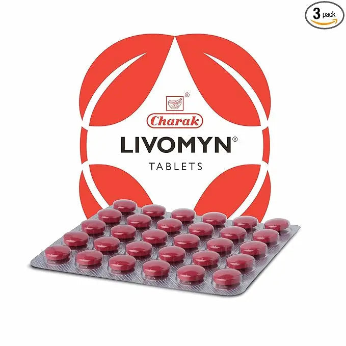 Charak Pharma Livomyn Tablet – Liver Support & Detox Formula – 30 Tablets × Pack of 3 – Ayurvedic Liver Tonic