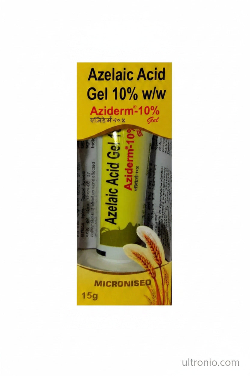 Aziderm 10% Azelaic Acid Gel – 15g (Pack of 2) – Acne & Hyperpigmentation Treatment for Oily & Acne-Prone Skin Ultonio