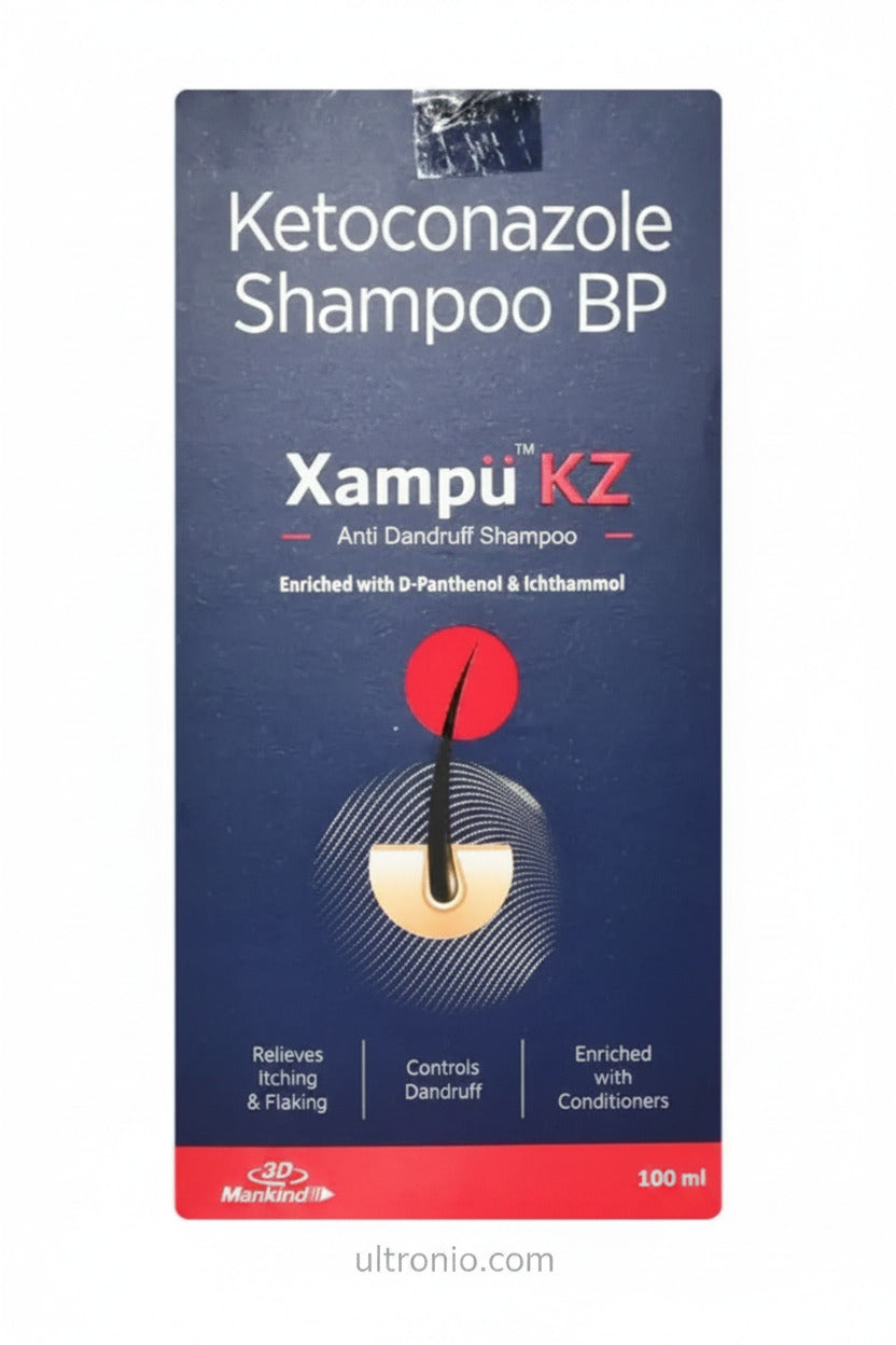 Xampu KZ Anti Dandruff Shampoo 100ml – Herbal Formula for Flake-Free, Healthy Scalp Ultonio