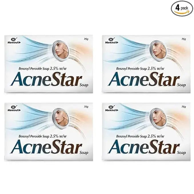Acnestar Anti-Acne Soap Bar – 75g (Pack of 4) – Deep Cleansing Sulphur-Based Soap for Pimples, Oily & Acne-Prone Skin Ultonio