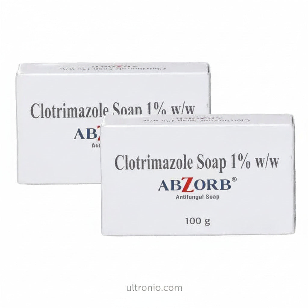 Abzorb Antifungal Soap Bar 100gm (Pack of 2) – Clotrimazole Soap for Ringworm, Jock Itch & Athlete’s Foot Ultonio