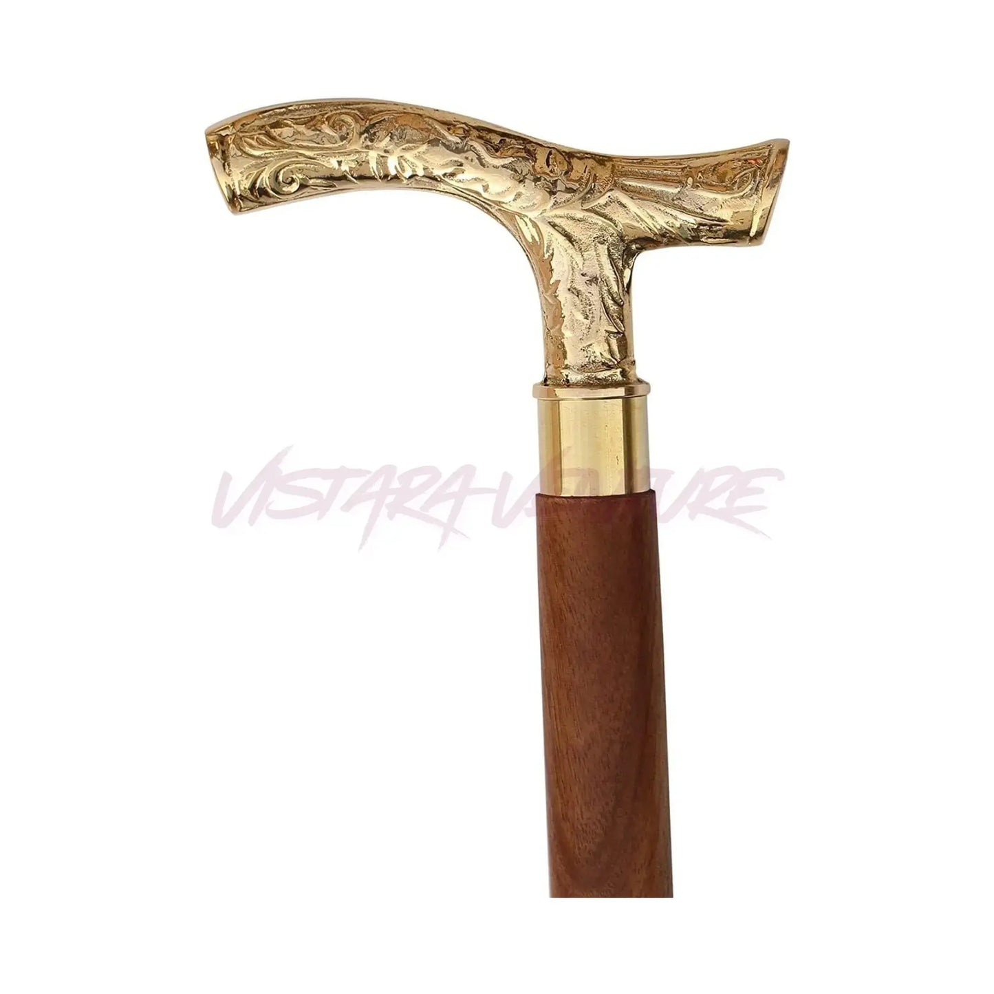 Walking Cane with Brass Handle – Handmade 36" Wooden Walking Stick for Men & Women – brass handle walking stick Ultonio