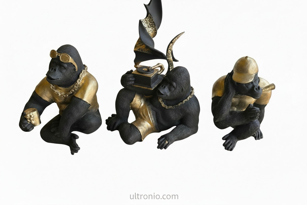 Gorilla Figurine with golden stuff| Decorative