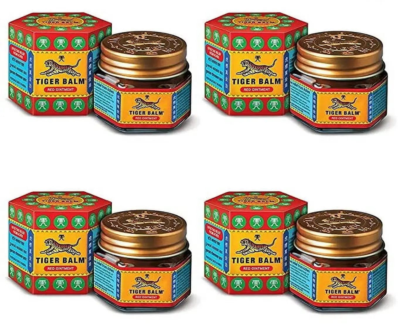 Tiger Balm Red Ointment 9ml (Pack of 4) – Herbal Pain Relief Balm for Headaches, Muscle Pain & Backaches Ultonio