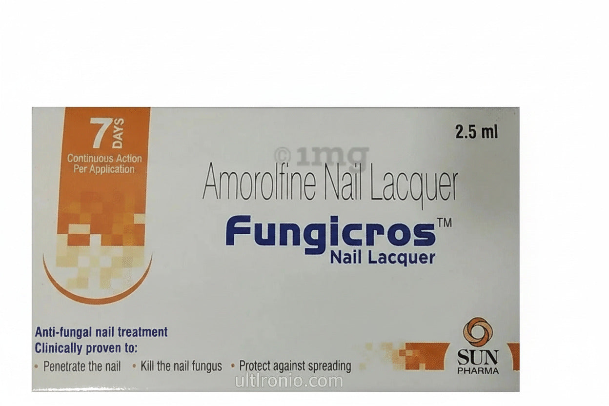 Fungicros Nail Lacquer 2.5ml – Amorolfine-Based Anti-Fungal Nail Treatment for Fungal Infections Ultonio