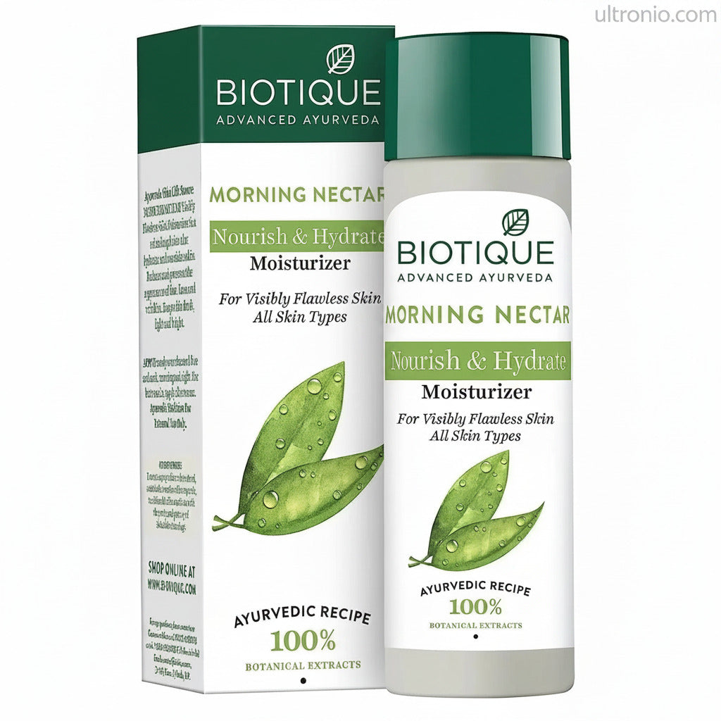 Biotique Bio Morning Nectar Flawless Skin Moisturizer – 120ml – Ayurvedic Brightening Lotion with Honey & Wheatgerm for All Skin Types Ultonio
