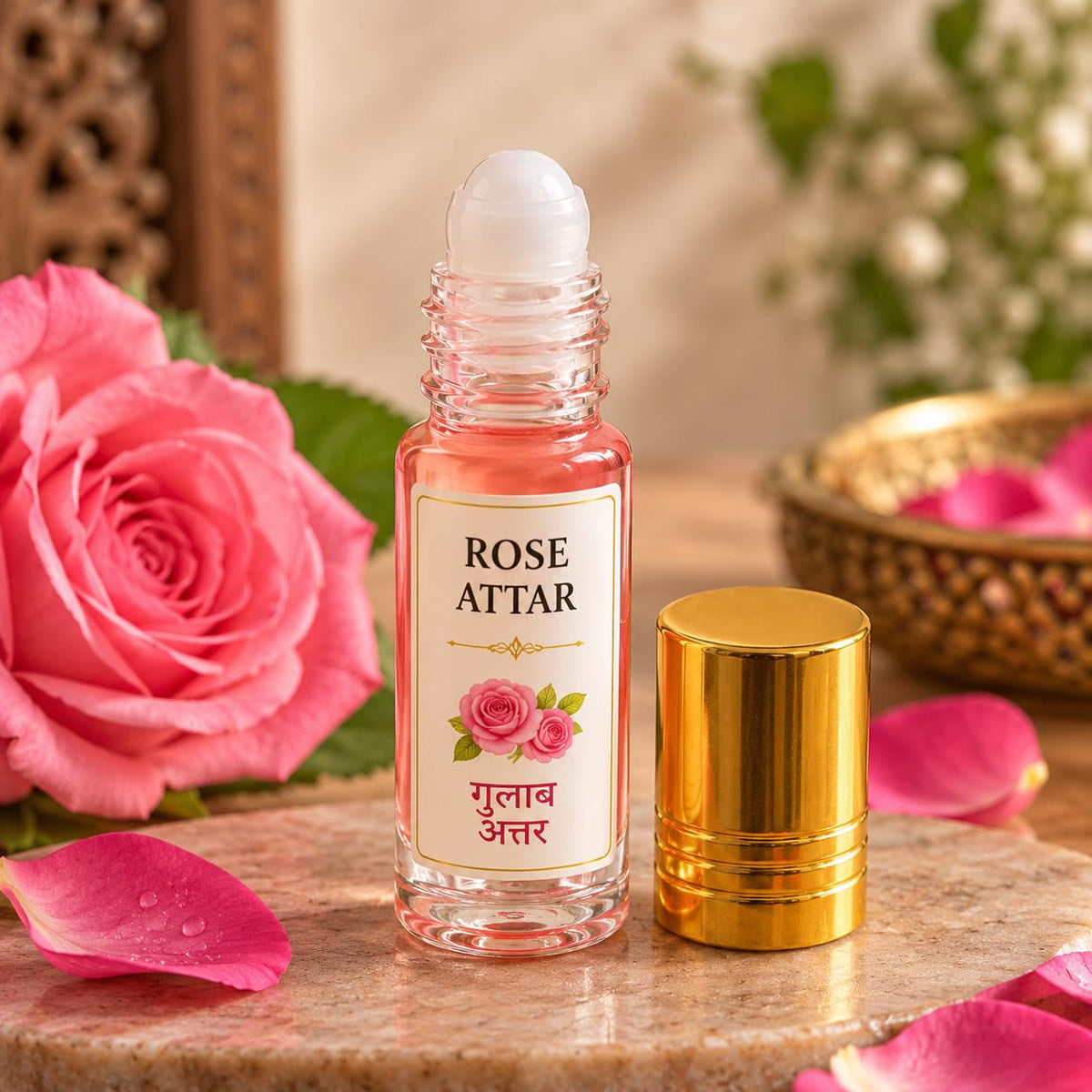Pure Rose Attar – Traditional Indian Floral Perfume Oil (Roll-On)