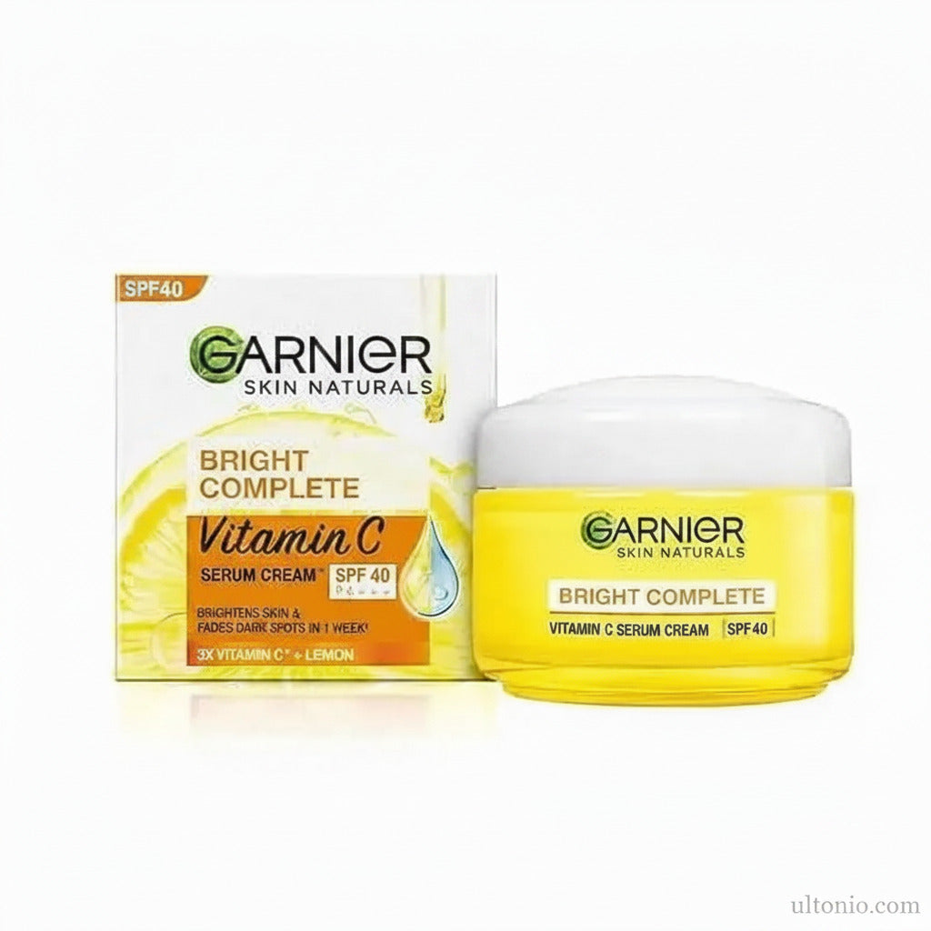 Garnier Bright Complete Vitamin C Serum Cream – SPF 40, 45g – Daily Brightening Moisturizer for Dark Spots & Sun Protection Ultonio