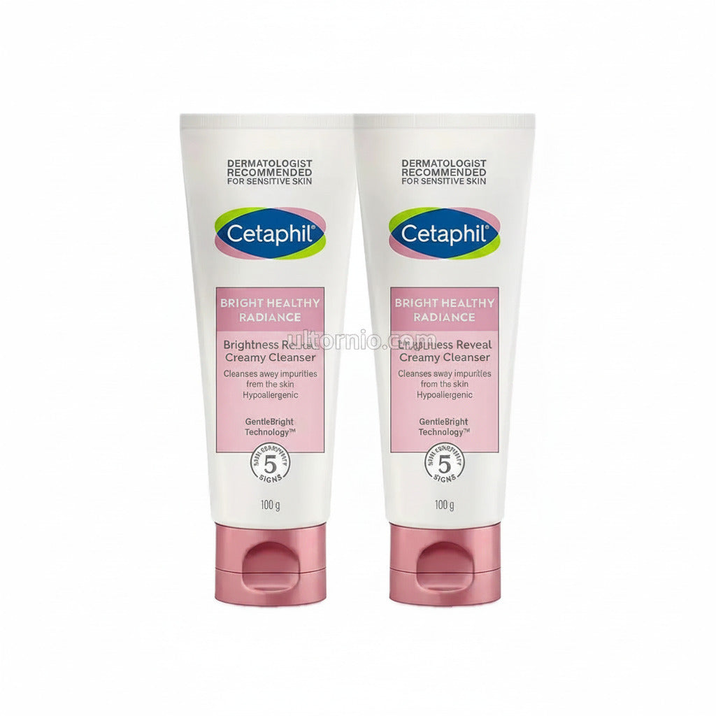 Cetaphil Brightness Reveal Creamy Cleanser 100ml (Pack of 2) – Gentle Skin Brightening Face Wash with Niacinamide & White Sea Daffodil Ultonio