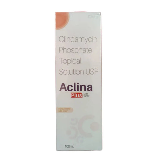 Aclina Plus Mist Spray 100ml – Clindamycin Phosphate 1% Topical Solution – Acne & Bacterial Skin Treatment