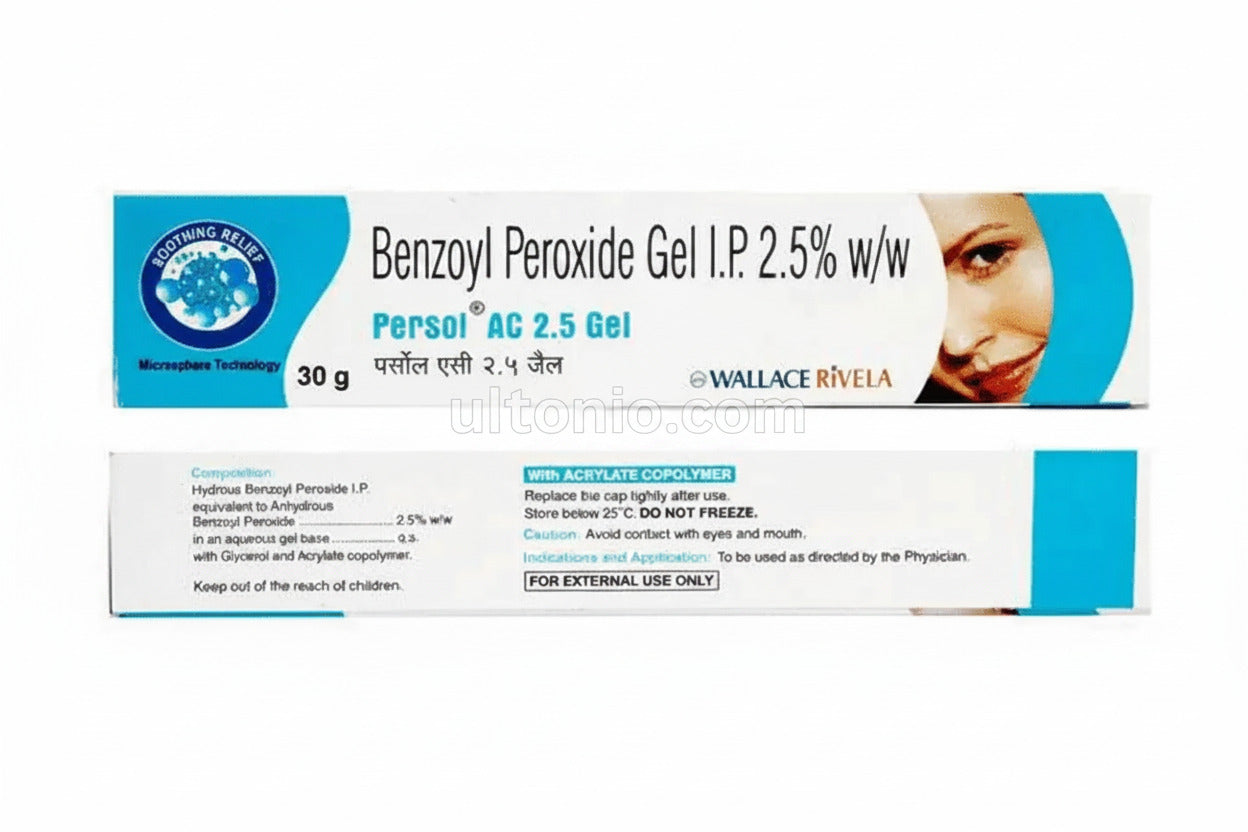 Persol AC 2.5% Gel 30gm (Pack of 2) – Effective Acne Treatment with Clindamycin Ultonio