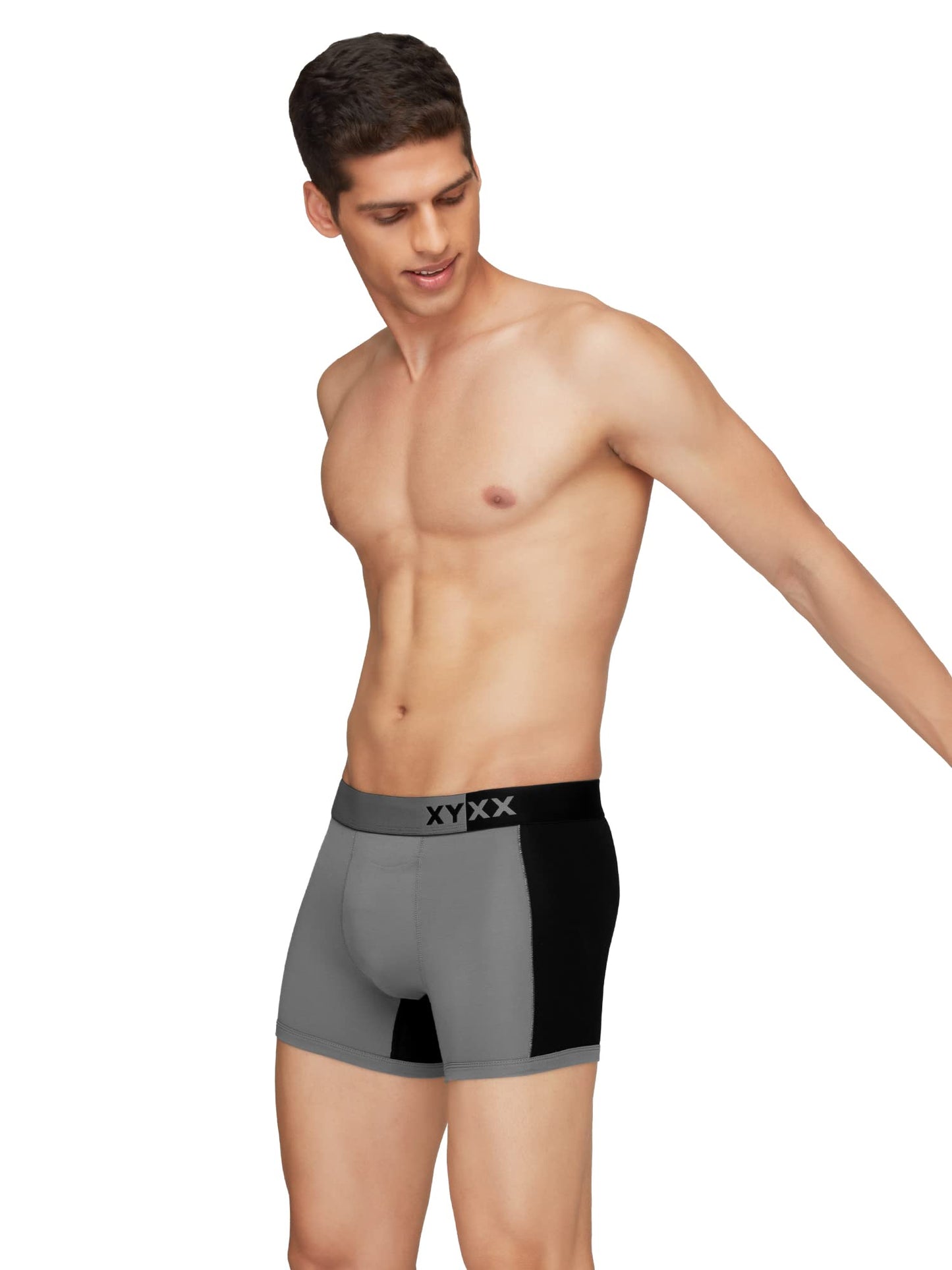 XYXX Men's Modal Regular Trunk (Pack of 3) (XYTRNK3PCKN379L Iris Black & Steel Grey_L)
