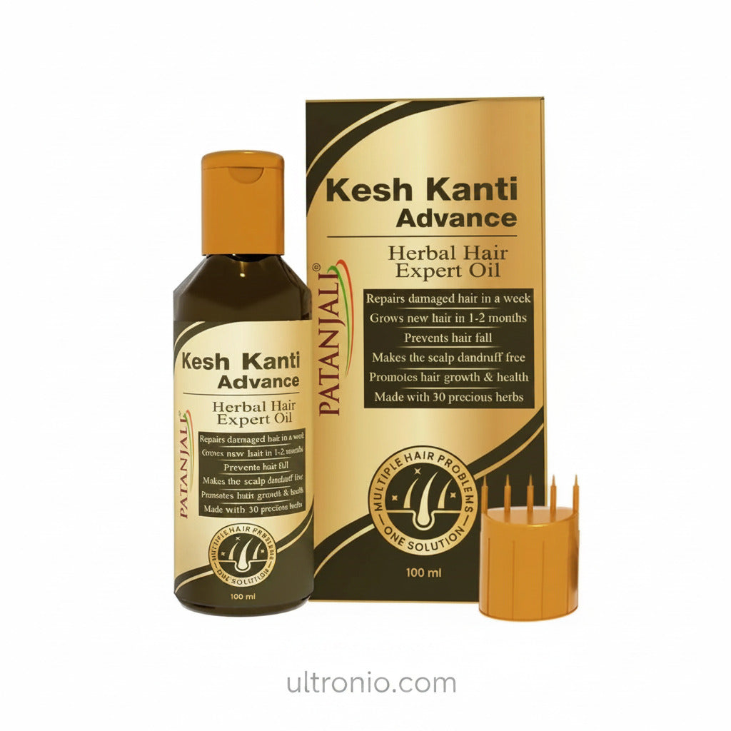 Patanjali Kesh Kanti Advance Herbal Hair Expert Oil 100ml (Pack of 2), Stronger & Longer Hair for Women & Men, Nourishing Hair Oil Enriched with Amla, Reetha, Kalonji & Shikakai Ultonio