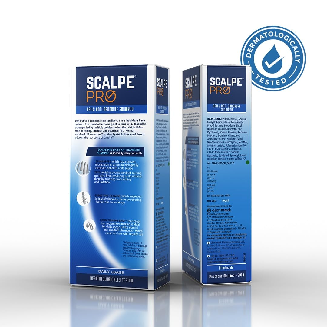 Scalpe Pro Daily Anti-Dandruff Shampoo – Removes Dandruff from Source – 100 ml (Pack of 2)