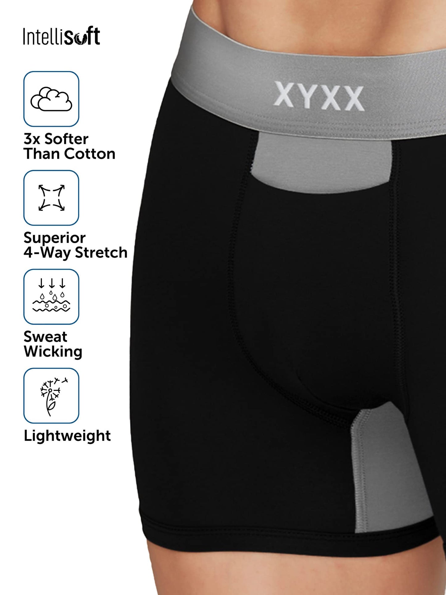 XYXX Men's Modal Regular Trunk (Pack of 3) (XYTRNK3PCKN379L Iris Black & Steel Grey_L)