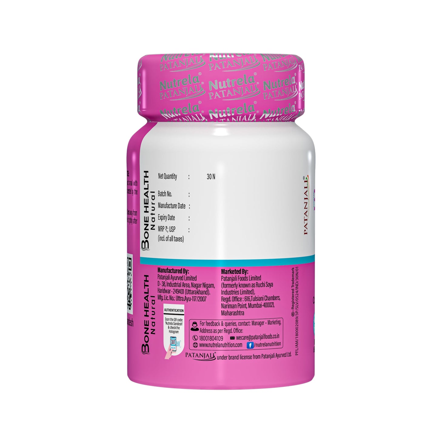 NUTRELA Bone Health Natural Calcium Supplement for Men & Women – Supports Bone Density, Joint Health, and Muscle Strength - 30 Capsules