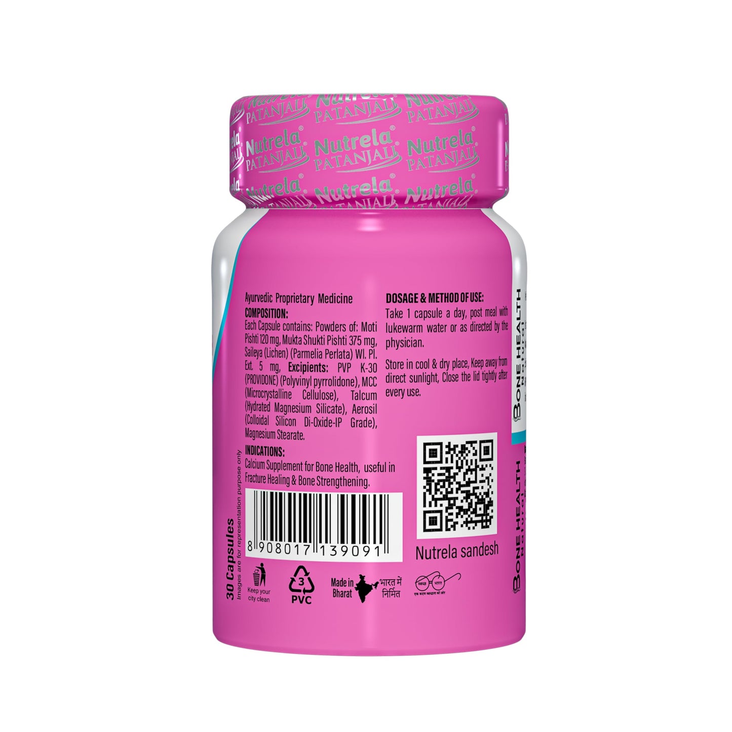 NUTRELA Bone Health Natural Calcium Supplement for Men & Women – Supports Bone Density, Joint Health, and Muscle Strength - 30 Capsules