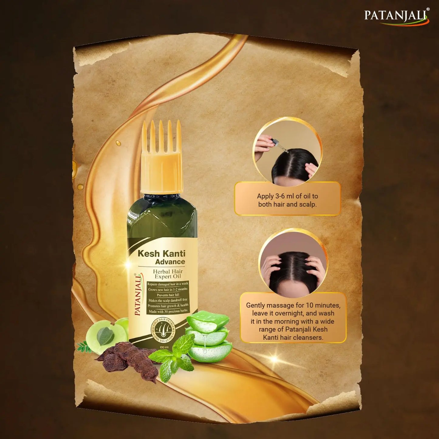 Patanjali Kesh Kanti Advance Herbal Hair Expert Oil 100ml (Pack of 2), Stronger & Longer Hair for Women & Men, Nourishing Hair Oil Enriched with Amla, Reetha, Kalonji & Shikakai Ultonio