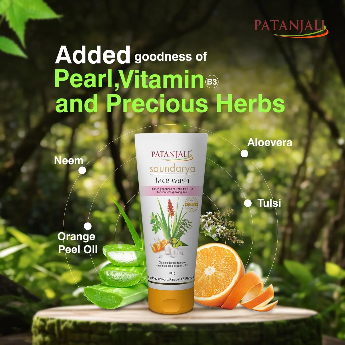 Patanjali Saundarya Face Wash, for Clean and Fresh Skin with Natural Ingredients for Daily Use 100g (Pack of 4) Ultonio