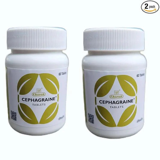 Charak Cephagraine Tablets – Migraine & Sinusitis Relief – Pack of 2 × 40 Tablets – Ayurvedic Headache Formula