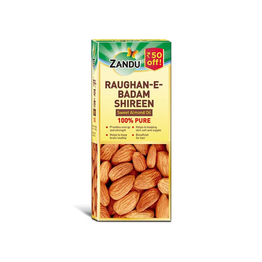 Zandu Raughan-E-Badam Shireen 100ml – 100% Pure Cold Pressed Sweet Almond Oil – For Hair, Skin & Health