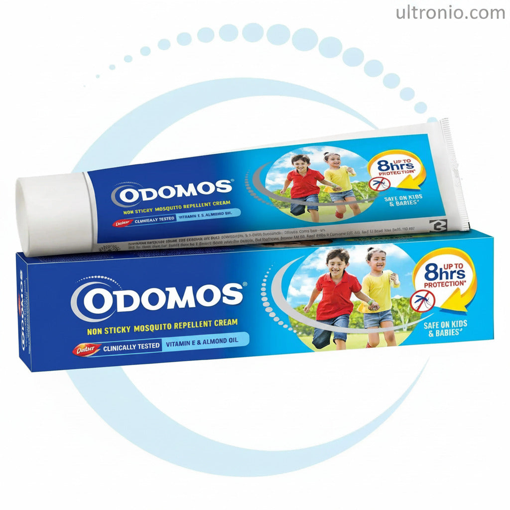 Dabur Odomos Mosquito Repellent Cream 50g – Non-Sticky with Vitamin E & Almond Ultonio