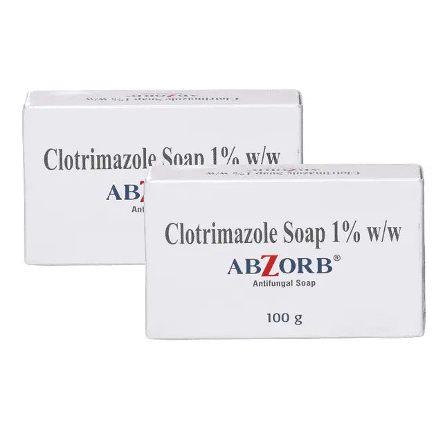 Abzorb Antifungal Soap Bar 100gm (Pack of 2) – Clotrimazole Soap for Ringworm, Jock Itch & Athlete’s Foot