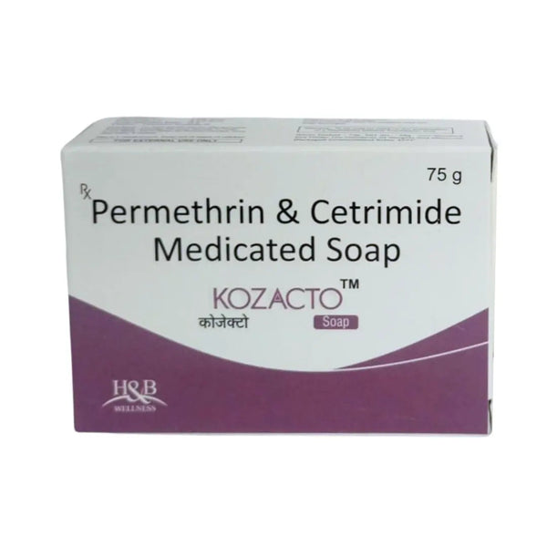 Kozacto Soap 75gm Pack of 2 – Permethrin & Cetrimide Soap for Scabies, Skin Protection & Hygiene