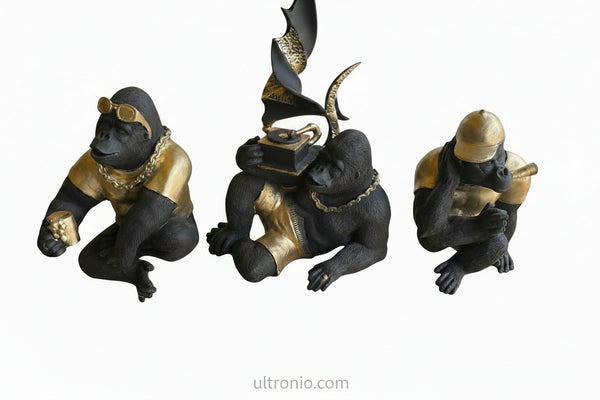 Gorilla Figurine with golden stuff| Decorative