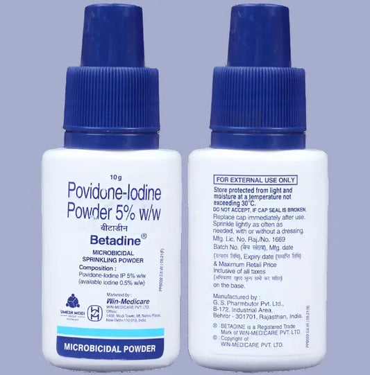 Betadine Antiseptic Powder 10g – Pack of 2 – Povidone Iodine 2.5% – Wound Healing & Infection Protection