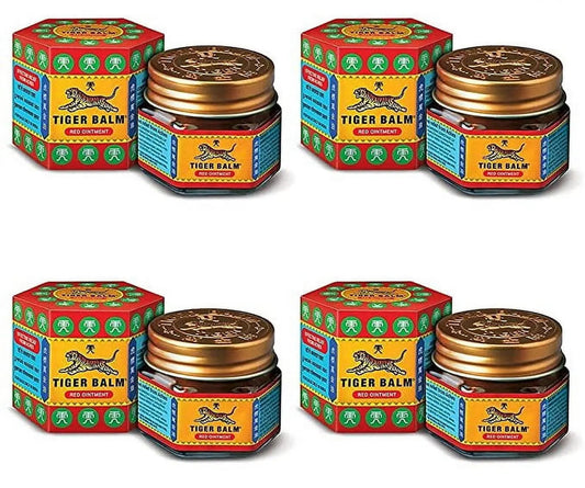Tiger Balm Red Ointment 9ml (Pack of 4) – Herbal Pain Relief Balm for Headaches, Muscle Pain & Backaches