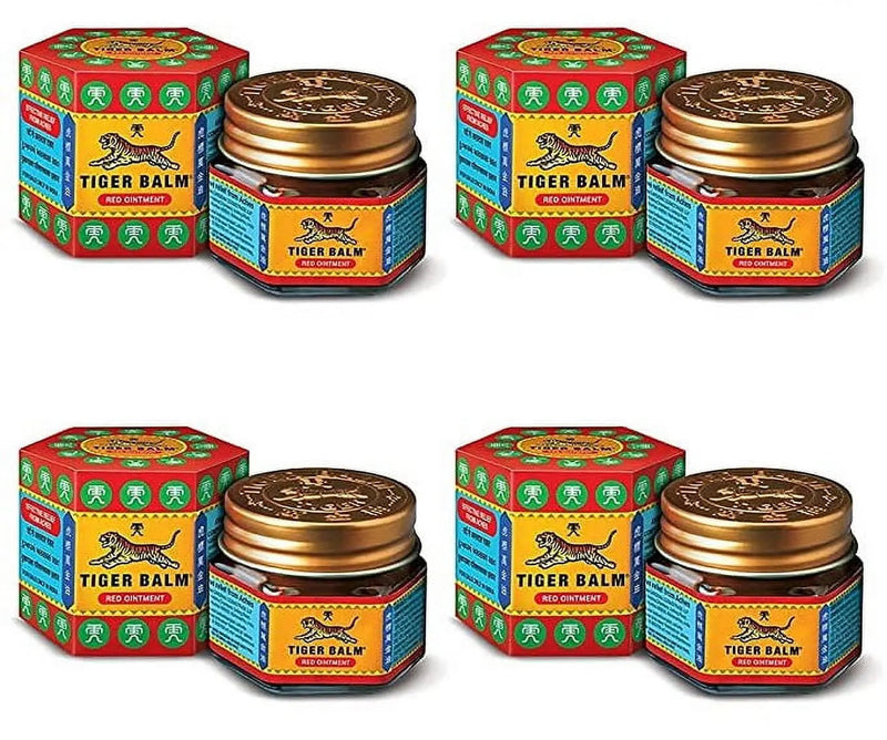 Tiger Balm Red Ointment 9ml (Pack of 4) – Herbal Pain Relief Balm for Headaches, Muscle Pain & Backaches
