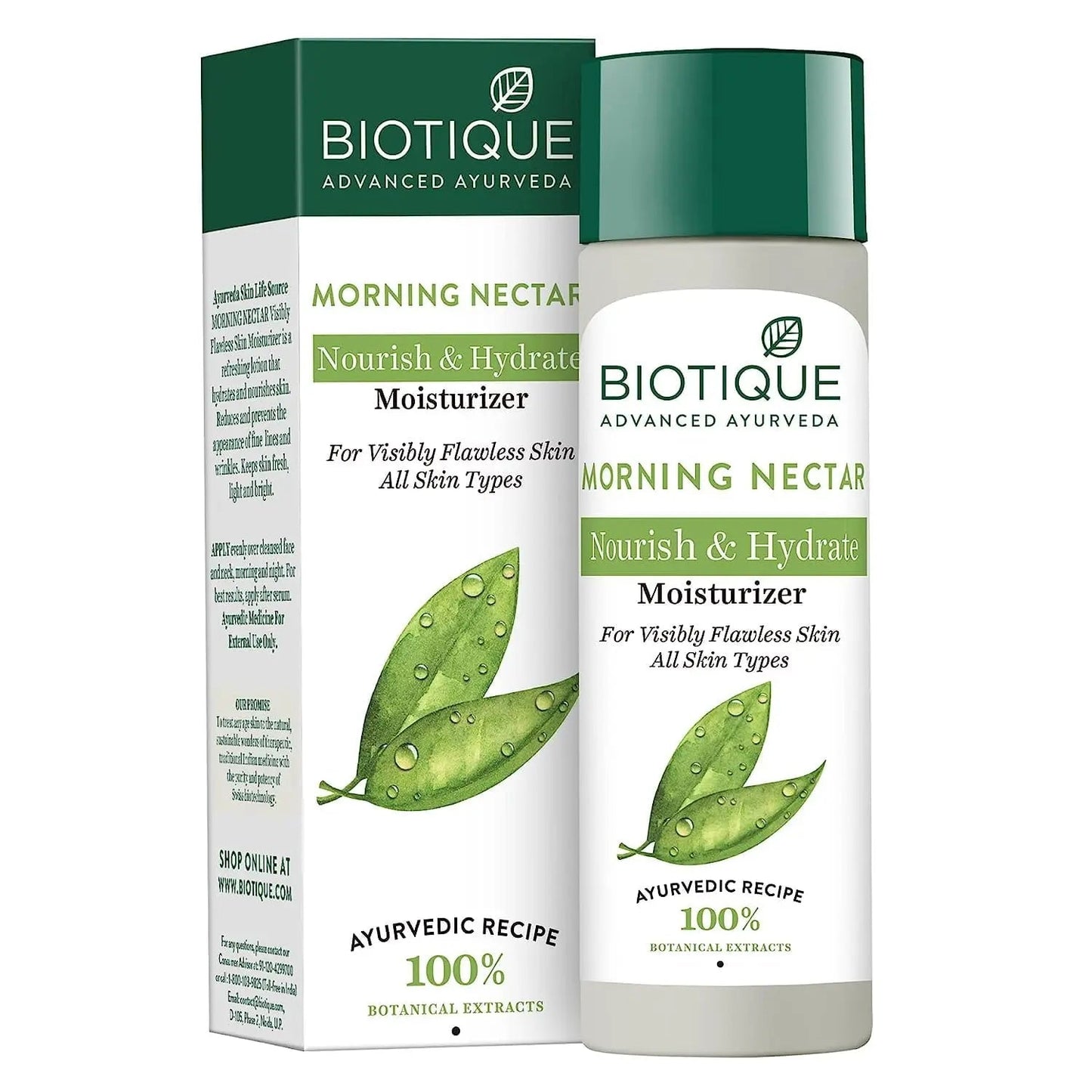 Biotique Bio Morning Nectar Flawless Skin Moisturizer – 120ml – Ayurvedic Brightening Lotion with Honey & Wheatgerm for All Skin Types