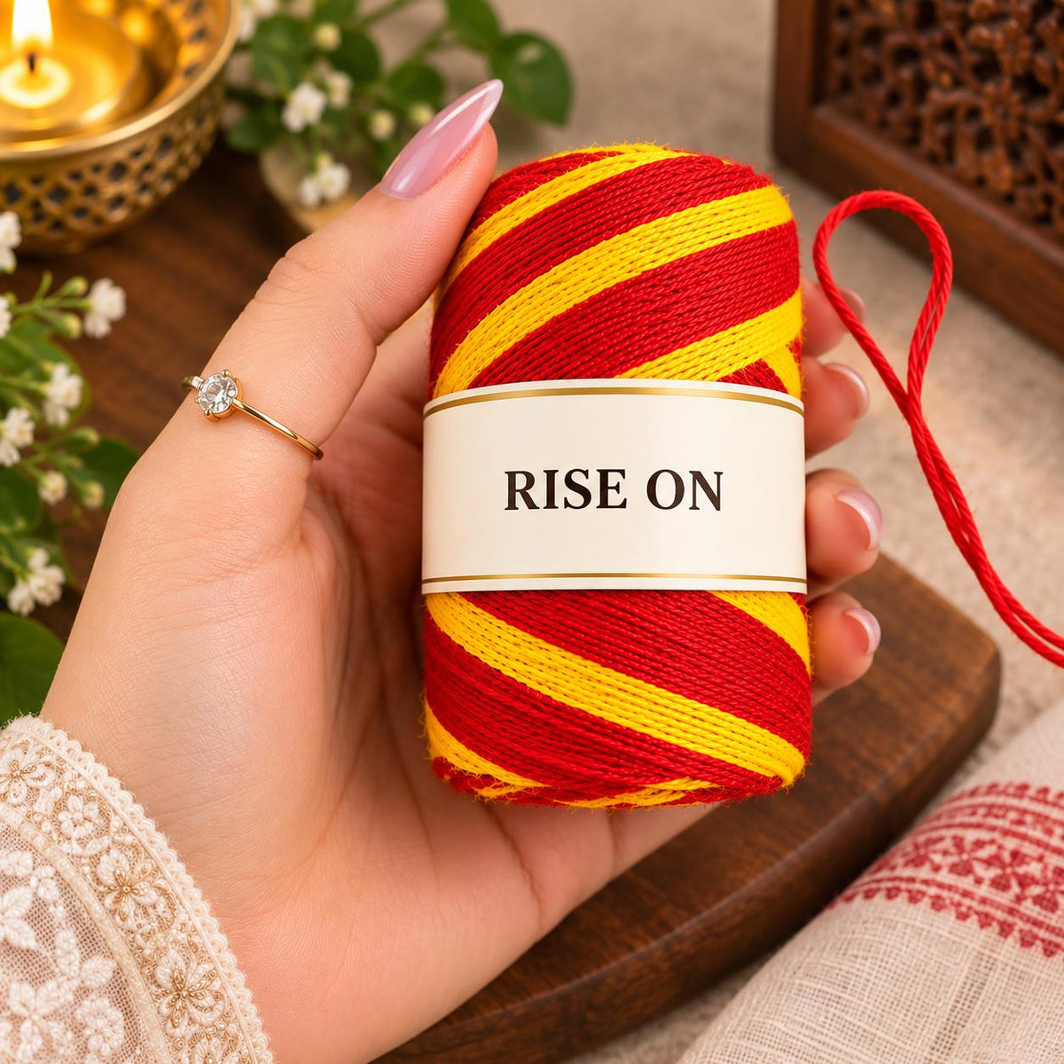 Pure Cotton Moli Kalawa Thread – Red Yellow Sacred Thread for Hindu Puja Rituals